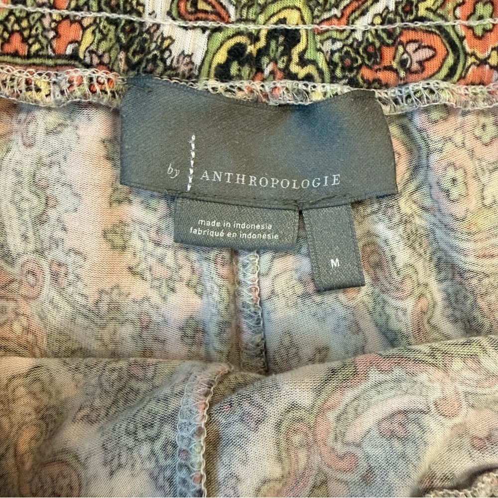 Anthropologie Artsy Boho Hippie Harem Pants Medium Paisley Pink Green White - Picture 10 of 13